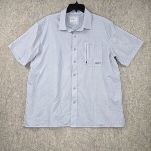 Gillz Mens Short Sleeve Button Down Light Gray XL Polyester/Spandex Active Good